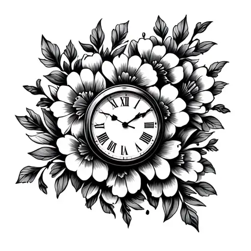 Hand Clock With Flowers