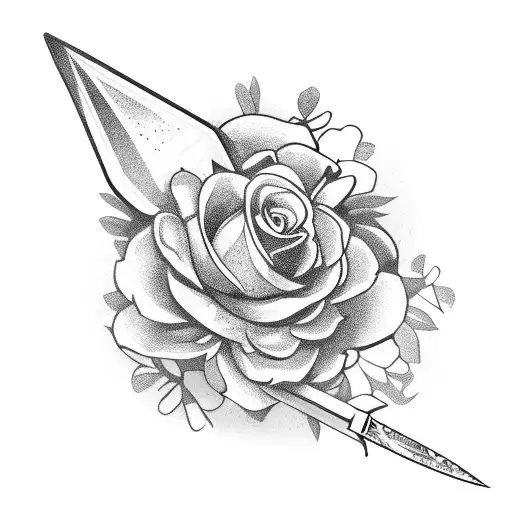 Large Dagger With Small Flowers