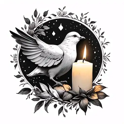 Dove With Lit Candle