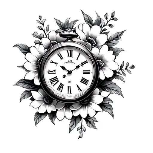 Hand Clock With Flowers