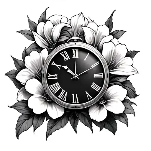 Hand Clock With Lili Flowers Surrounded