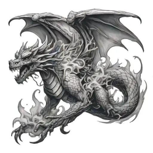 Airport Firefighter Battling A Dragon Made Of Smoke And Flames