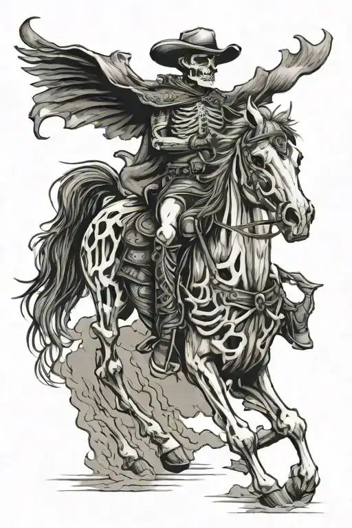 Skeleton Cowboy On A Skeleton Horse