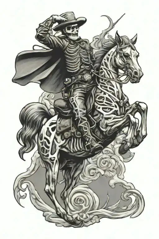 Skeleton Cowboy On A Skeleton Horse