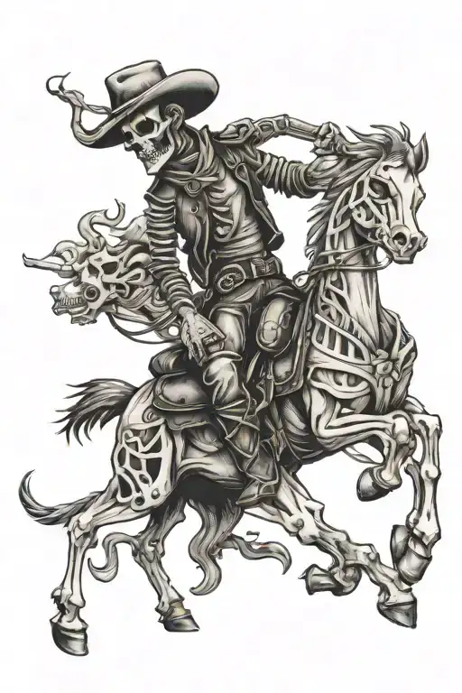 Skeleton Cowboy On A Skeleton Horse