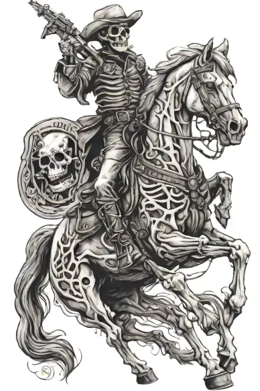 Skeleton Cowboy On A Skeleton Horse