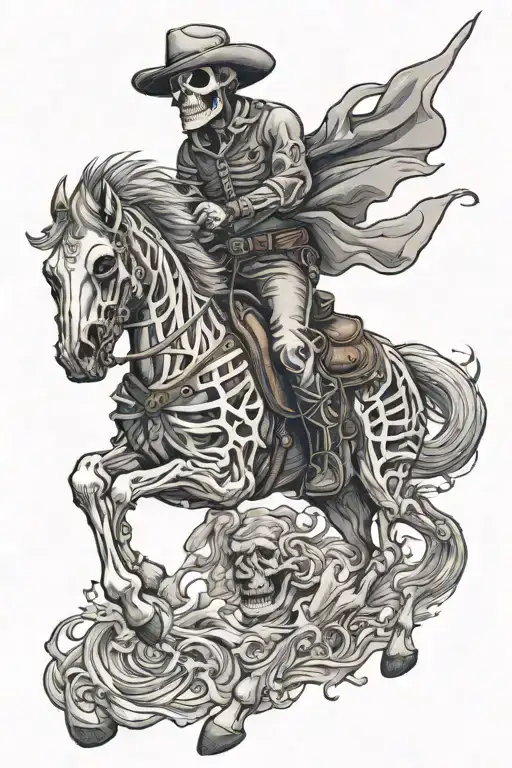 Skeleton Cowboy On A Skeleton Horse