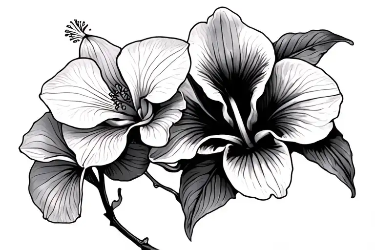 Orchid And Hibiscus Flower