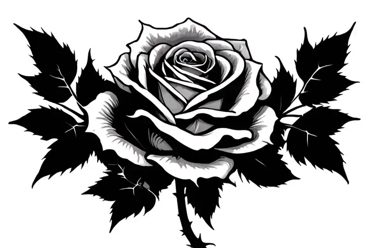 Rose With Thorns And Stem