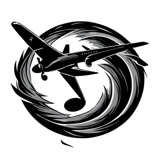 Music Note With Aeroplane Flying
