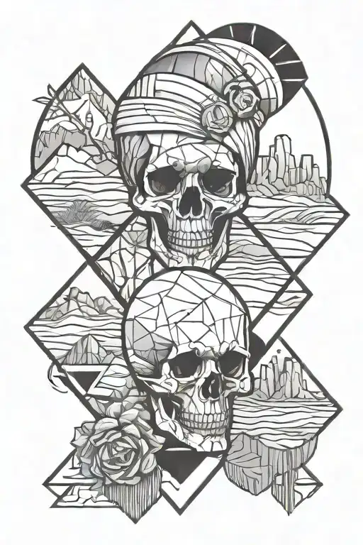 Geometric And Desert With A Skull