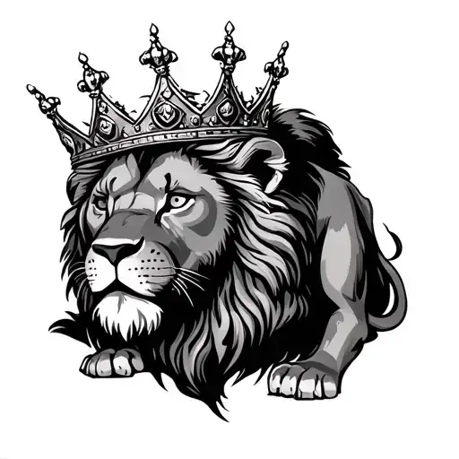 Survival Of The Fittest Lion Wearing A Crown Standing Over Victim