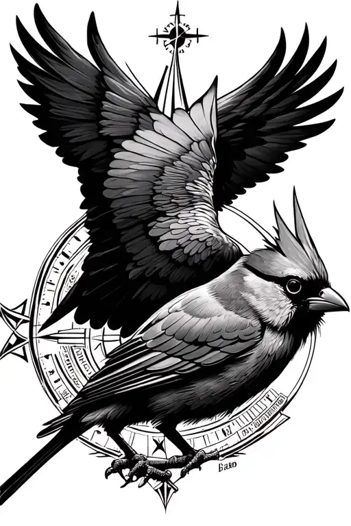 Chrysnthem Up To Compass To Cardinal Bird Flying