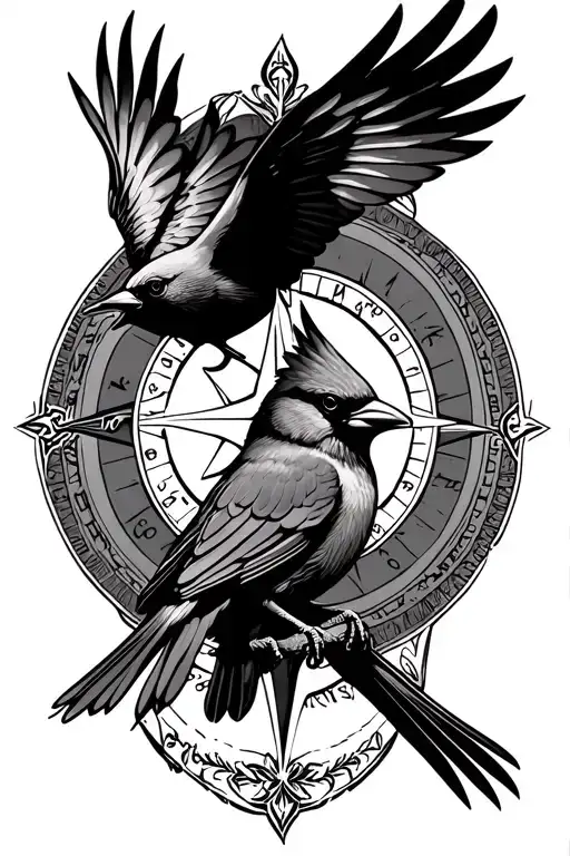 Chrysnthem Up To Compass To Cardinal Bird Flying