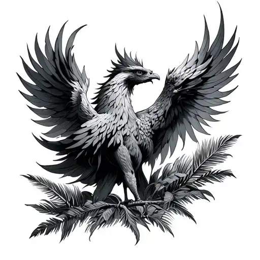 Phoenix Rising And Palm Tree Branch