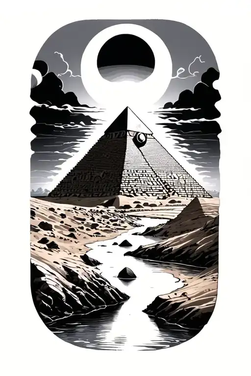 Egypt Pyramid Sun Desert River