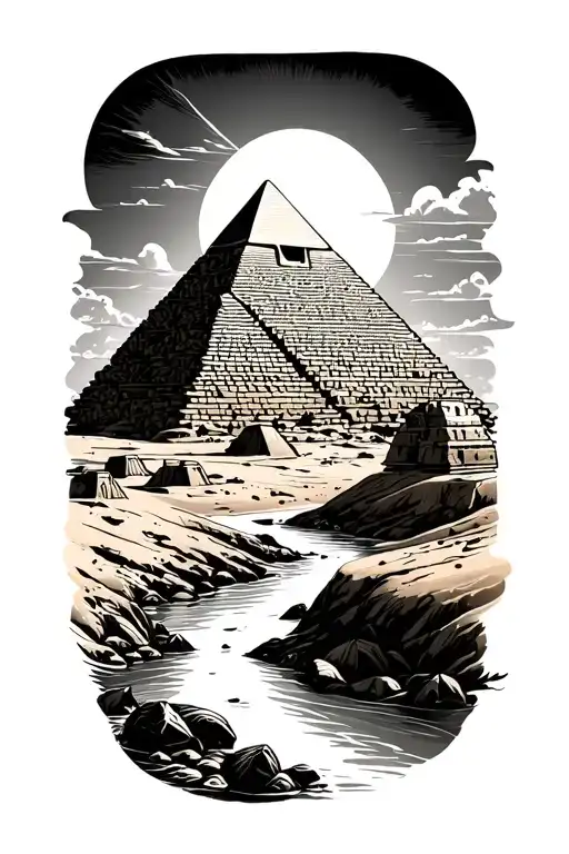 Egypt Pyramid Sun Desert River