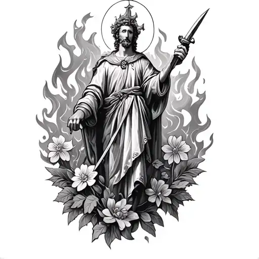 St Florian With Fire And Flowers