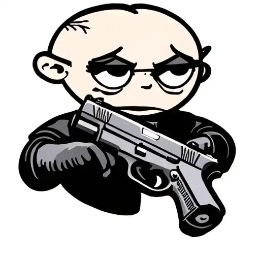 Stewie Griffin Smiling With Gun