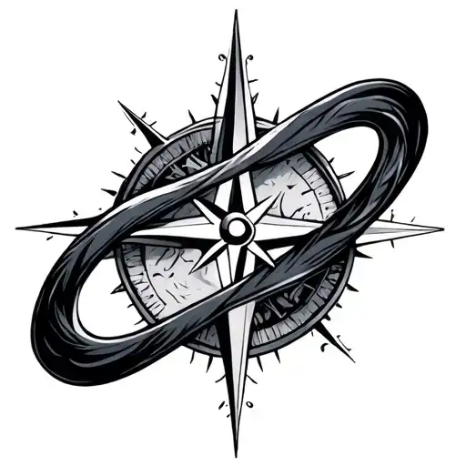 Infinity Symbol Intertwined In A Compass Surrounded