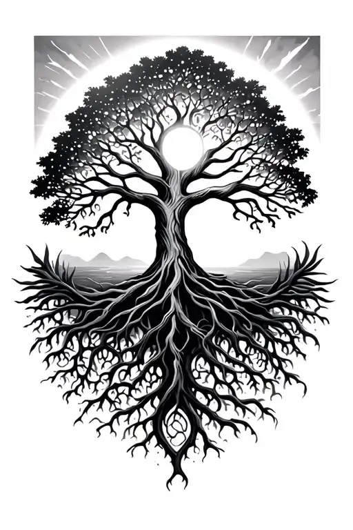 Tree Of Life With Sun Shining