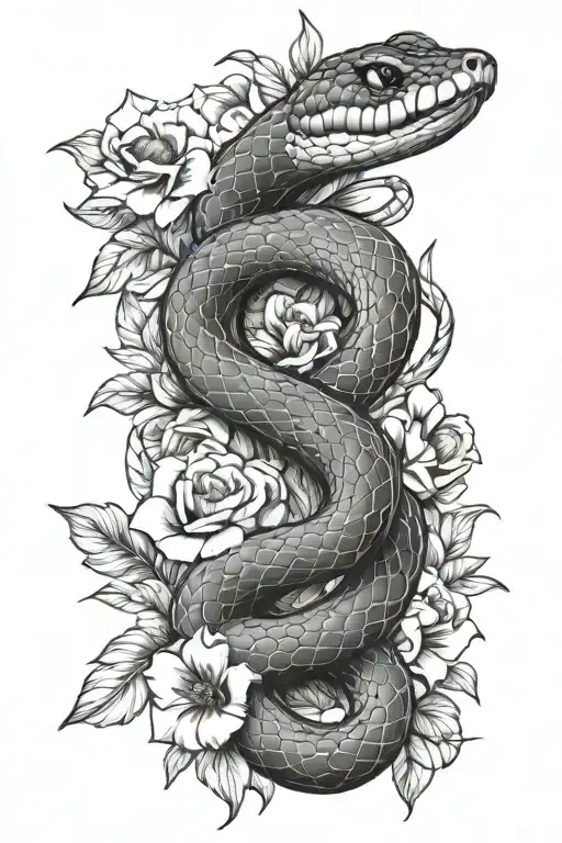 Snake And Flowers