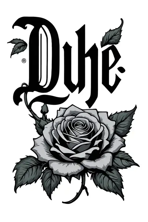 The Word Duhe With Roses