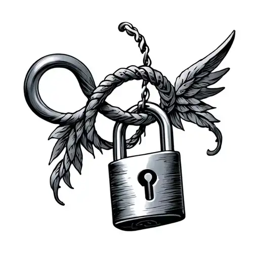 Gemini Sign Intertwined With A Padlock