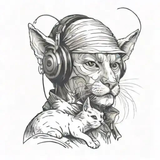 A Historical Figure From Lotr Holding A Cat And Wearing Headphones