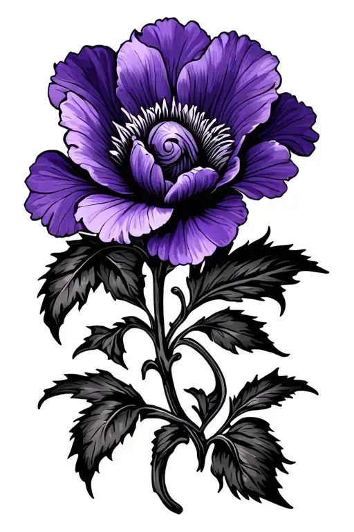Violet Flower With Leo Zodiac Sign