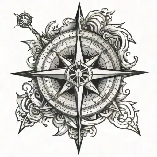 Compass Rose With Ad Astra Per Aspera Ad Astra