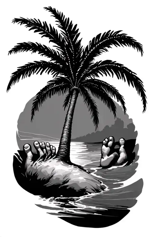 Palm Tree And Foot Print