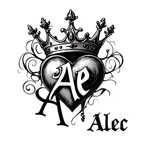 Crown Heart On Letter A In Name Alec