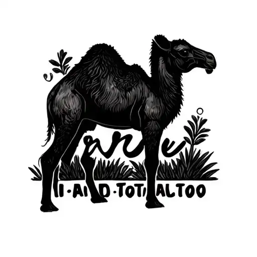 Camel Line Drawing With Name Erin