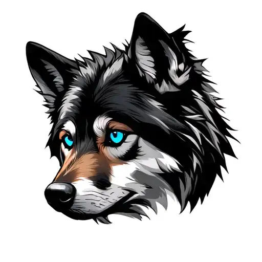 Wolf Blue Eyes Looking