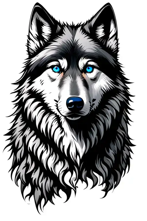 Wolf Blue Eyes Looking
