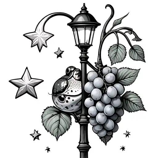 Snake Grapes Ladybird Lamp Post Stars Moon Toad