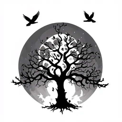 Poison Tree Silhouette With Bible Verses And Doves