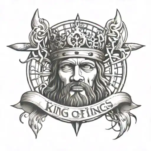 The Words King Of Kings In Hebrew Above A Crown Of Thorns Above A Cross