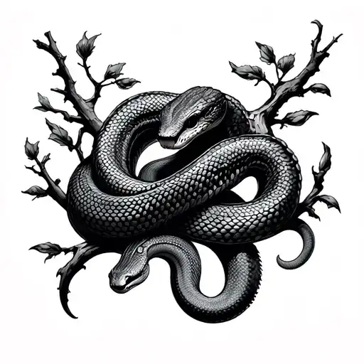 Intricate Detailed Snake Around A Branch Of 6