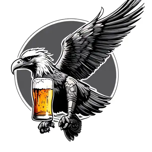 Warrior Eagle Drinking Beer