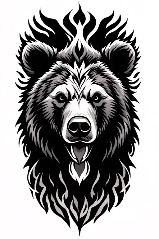 Tribal Bear Head Tattoo Design