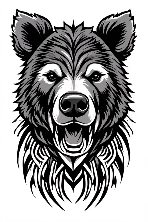 Tribal Bear Head Tattoo Design