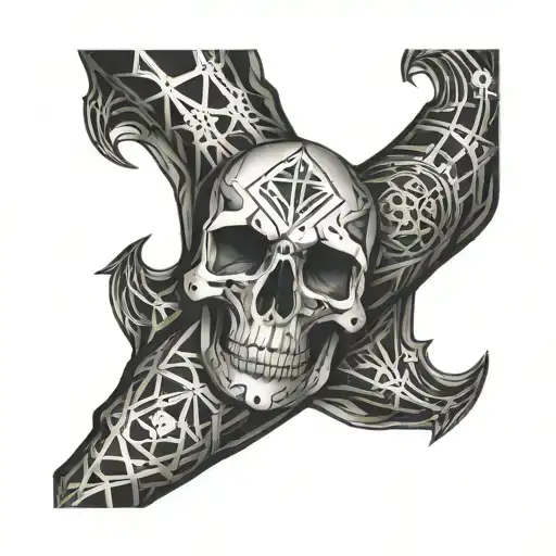 Skull And Geometric Symbols Full Sleeve