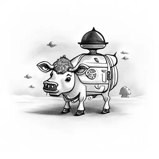 A Cow Being Carried Away By A Ufo