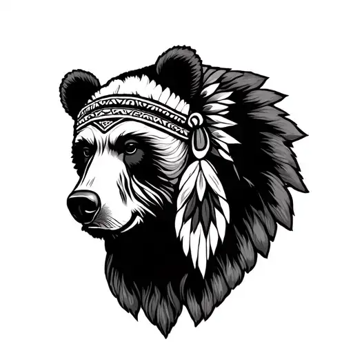 Indian And Bear Head