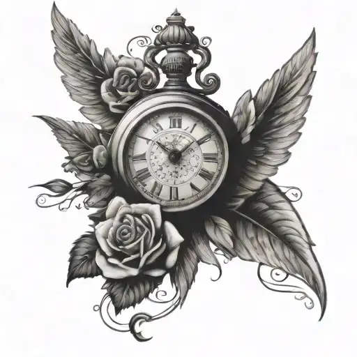 Roses Roman Date Angels And Clock