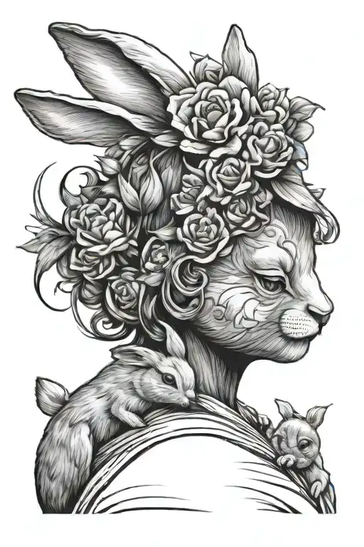 Bunny Mom Carrying Her Child