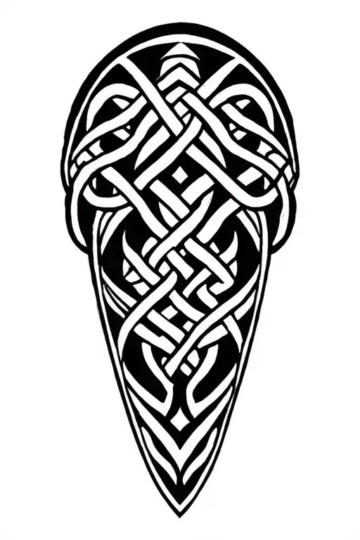 Detailed Symetric Norse Knotwork Shin Tattoo Design