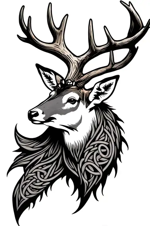 Antler Celtic Deer Head
